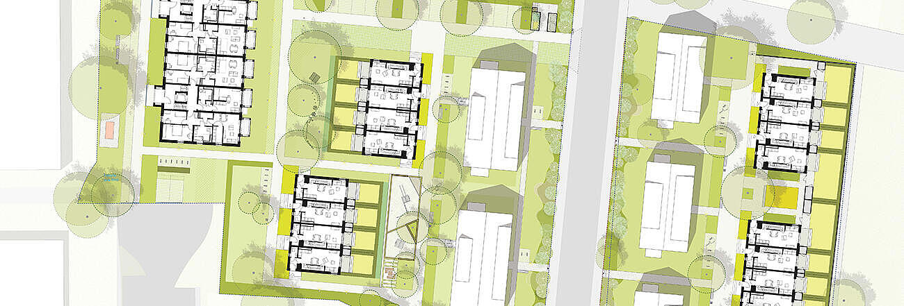 Lageplan der neuen Wohnhäuser entlang der Alten Hellersdorfer Straße